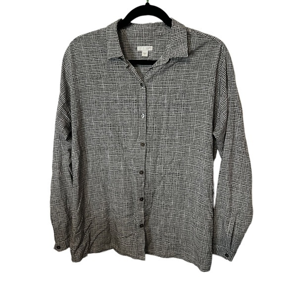 J. Jill Black and White Polkadot Button Down Long Sleeve Top Size Small - Picture 1 of 5